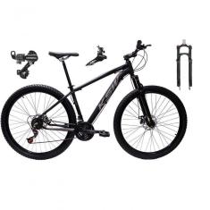 Bicicleta Aro 29 Ksw Xlt Alumínio 24v Câmbios Shimano Garfo Com Trava No Ombro - Preto-prata Tam.15