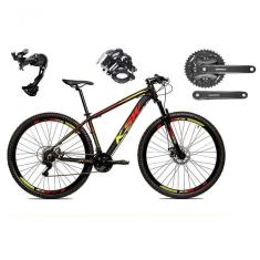 Bicicleta Aro 29 Ksw Xlt Alívio E Altus 27v Freio Hidráulico Garfo Trava - Preto-vermelho-amarelo Tam.17