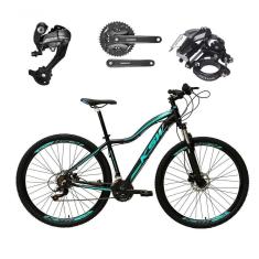 Bicicleta Feminina Aro 29 Ksw Mwza 27v Câmbios Shimano Altus Freios Hidráulicos - Preto-azul Tam.17