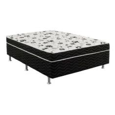Cama Box Casal Conjugada Unyco D28 Ortopédico Floral E Preta (1,38x0,4