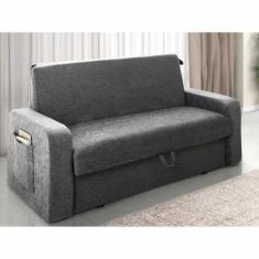 Sofá Cama com Baú 2 Lugares Daiane 140cm - matrix, cinza