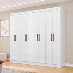Guarda-Roupa Casal Liberdade 8 Portas 4 Gavetas Branco - Pnr Móveis