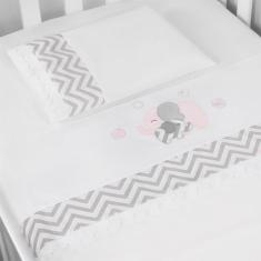 Jogo De Lençol Para Berço Americano 100% Algodão Menina - Caspani Enxo