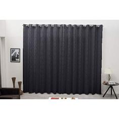 Cortina Varão Tecido Jacquard Preto 4,00x2,30 Semi Blackout
