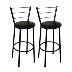 Kit 2 Banquetas Alta Banco Com Encosto Para Bancada Cozinha Bar Balcão