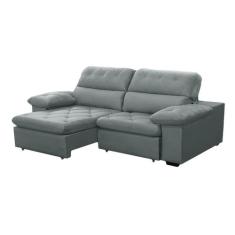 Sofa Retratil Reclinavel 2 Lugares 2,90m Crystal Veludo Cinza LansofBR