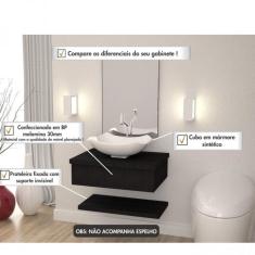 Bancada Para Banheiro Cuba Abaulada L42 Com Prateleira 605w Metrópole Compace Preto Onix