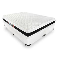 Cama Box Super King Preta + Colchão De Espuma D45 - Castor - Black White Double Face - 193x203x62cm