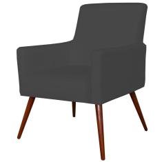 Poltrona Decorativa Para Sala de Estar e Recepção Maria W01 Pés Palito Corino Preto - Lyam Decor