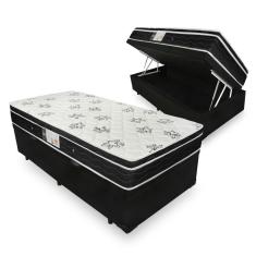 Cama Box Com Baú Solteiro + Colchão De Molas - Ortobom - Physical Nanolastic 88x188x65cm