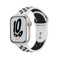 Apple Watch Nike Series 7 GPS, 41mm caixa Estelar de alumínio Pulseira esportiva Nike platina/preta