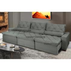 Sofá Lisboa 3,52m Retrátil, Reclinável com Molas no Assento e Almofadas Lombar Tecido Suede 