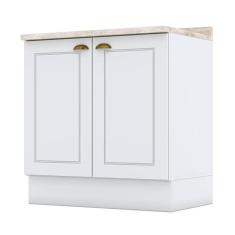 Balcão 2 Portas 80 cm Americana Branco com Tampo Calcare - Henn