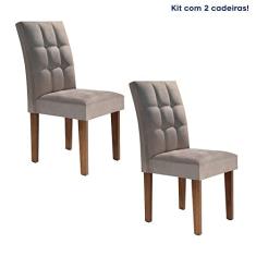 Conjunto 2 Cadeiras Estofadas Hobby Siena Móveis Chocolate/suede Pena Cinza