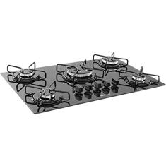 SUGGAR COOKTOP VIDRO PRETO 5 QUEIMADORES ESMALTADOS TRIPLA CHAMA CENTRAL FG5305AVP
