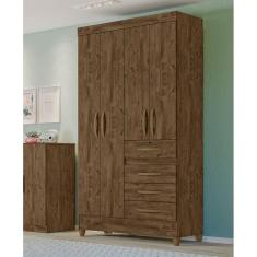 Guarda Roupa Solteiro Moval Sobral Castanho Wood 4 Portas 4 Gavetas