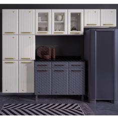 Cozinha de Aço Compacta 3 Peças com Vidros 11 Portas Diamante Telasul Branco