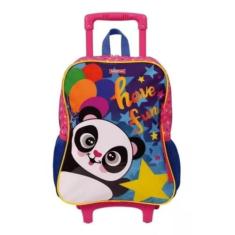Mochila Grande Com Rodinha Escolar Infantil - Pacific,  Urso Panda