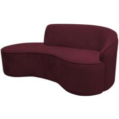 Sofá Curvo 02 Lugares 150cm Eron Braço Esquerdo Veludo Vermelho - Next