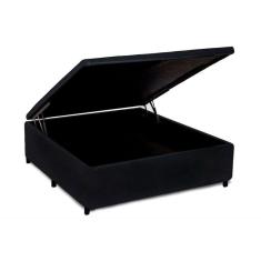 Cama Box Baú Casal Universal Suede Black (138x188x35) - Costa Rica