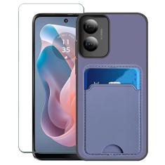 Covthch Capa para celular Moto G 5G 2024 compatível com Motorola Moto G 2024 com protetor de tela Motorola G 5G 2024 [capa carteira com suporte para cartão de crédito borracha de silicone fina fina] -