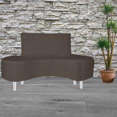 Sofá 2 Lugares Feijão Organico Pes Metal Cromados 140cm Marrom