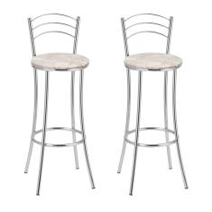 Kit 2 Banquetas Cromadas Bc26-a E503 Cromado/bege