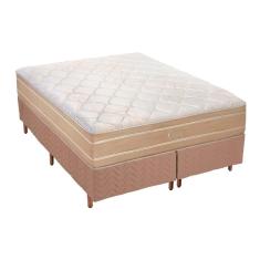 Cama Box Queen: Colchão Molas Polar Masterpocket Ensacadas Cristal + Base Crc Rústico Bege(158X198)