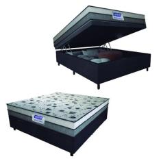 Cama Box Baú Casal Colchão Espuma D33 Fort 138x188x62cm Cinza / Branco