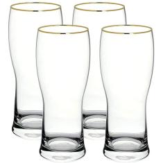 Jogo 4 Copos Para Cerveja Prague Gold Rim 300Ml Bohemia
