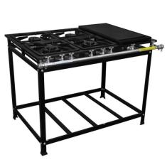 Fogão Serv Kenok 4 Bocas 2 Duplas com Bifeteira Baixa Pressão FBSE4B.819