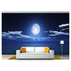 Papel De Parede Praia Mar Lua Cheia Céu 3D  Npr224 - Você Decora