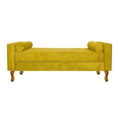 Recamier Baú Félix Solteiro 100cm Suede Amarelo