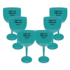 Kit 6 Taças Gin Azul Tiffany Acrílico Personalizadas - Chance de Ser Gin