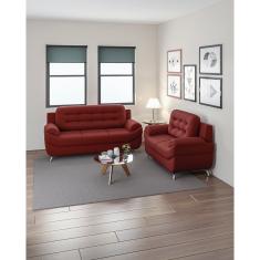 Sofá 3 e 2 Lugares Linoforte Mercury Revestido em Tecido Suede