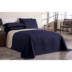 Cobre Leito Constantini Queen Com 3 - Dupla Face Azul/Palha