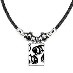 DIYthinker Colar com símbolo do zodíaco de Peixes Constelação Colar Joias Torque Pingente de corda de couro