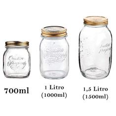 3 Potes de vidro herméticos Quattro Stagioni Bormioli Rocco para compotas, conservas e conservação de alimentos