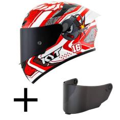 Capacete KYT TT Course Super Mario Branco e Vermelho Mais Viseira Fumê