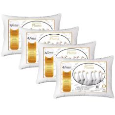 Kit 4 Travesseiro Pluma de Ganso Descanso Antiacaro 70x50cm