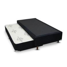 Cama Box SOLTEIRO Flora Suede Preto Bicama - 096x203