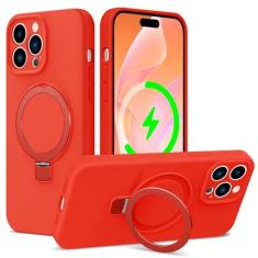 ZHK Capa de silicone líquido projetada para iPhone 14 Pro Max com suporte magnético, [proteção precisa da lente da câmera][à prova de choque de grau mil] [forro de microfibra macio antiarranhões] Capa