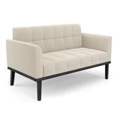 Sofá Namoradeira Base Madeira Fixa Preto Elisa Bouclê D03 - D`rossi Cor Bege