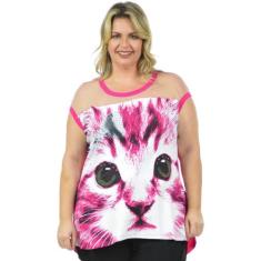Blusa encantada plus size fenomenal, Pink, 50