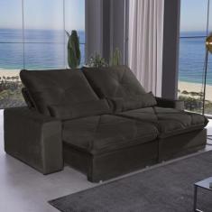 Sofá 4 Lugares 2,50m Retrátil e Reclinável Átila Bom Pastor, Marrom Ve