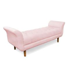 Recamier Olinda Suede Rosa Bebê 160 Cm Pés Chanfrado Castanhos - D'ros