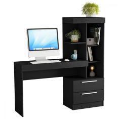 Escrivaninha com Estante e 2 Gavetas Office Preto tx Notavel