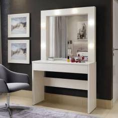 Camarim com 1 Gaveta e LED - Romance-Off White - Mavau - Mavau Móveis