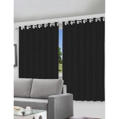 Cortina Blackout Preto Com Ilhós - 280X220Cm