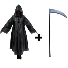 Fantasia Halloween Capa Com Capuz E Acessório Mago Adulto